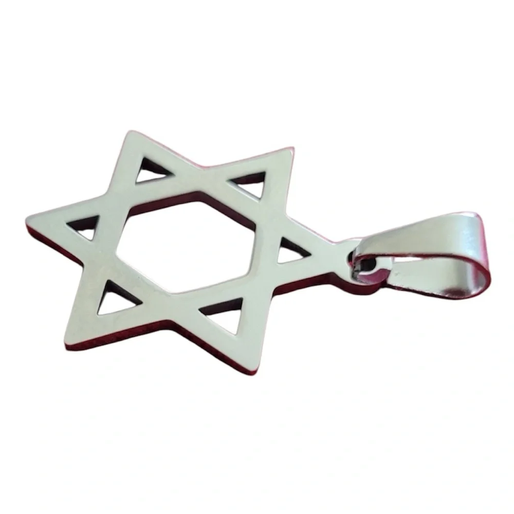 NEW Shiny Silver Star of David Pendant NWT